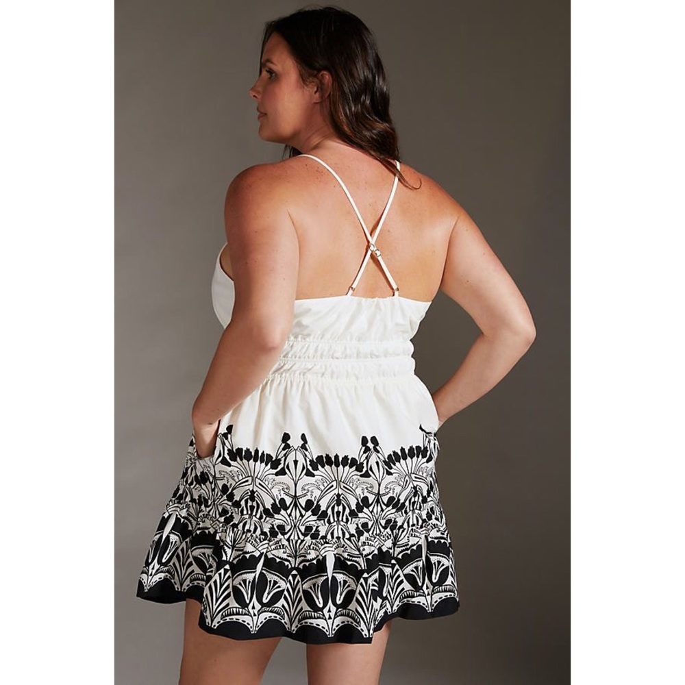 NWT ANTHROPOLOGIE THE SLEEVELESS SOMERSET MINI DRESS IN BLACK AND WHITE - Picture 3 of 6